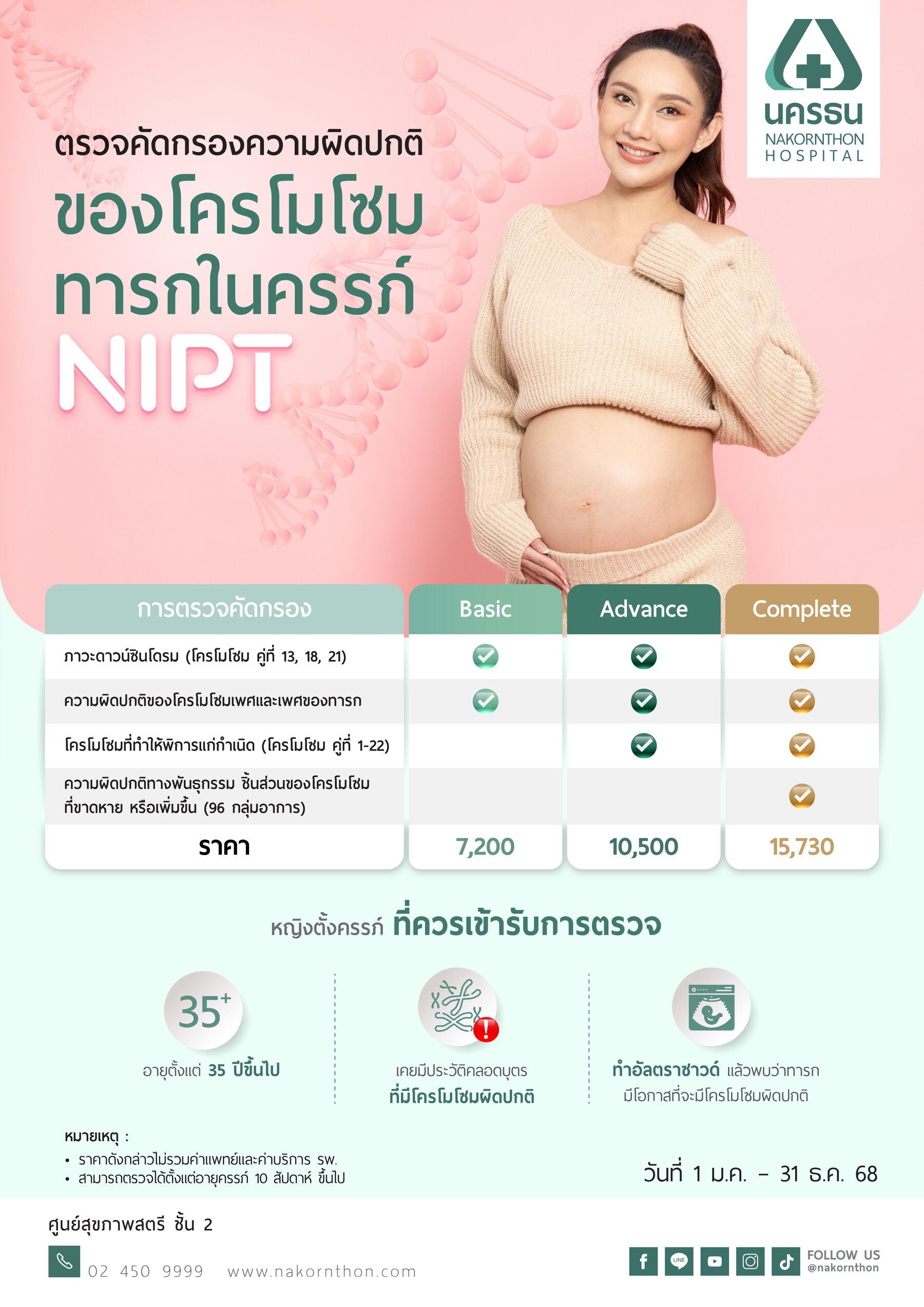 NIPT ตรวจคัดกรองความผิดปกติของโครโมโซมทารกในครรภ์